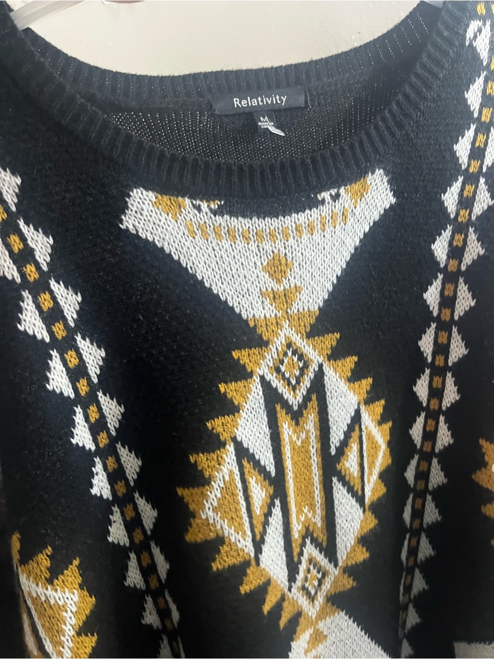 Relativity Black, Gold & Cream Aztec Knit Pullover - Picture 2 of 5